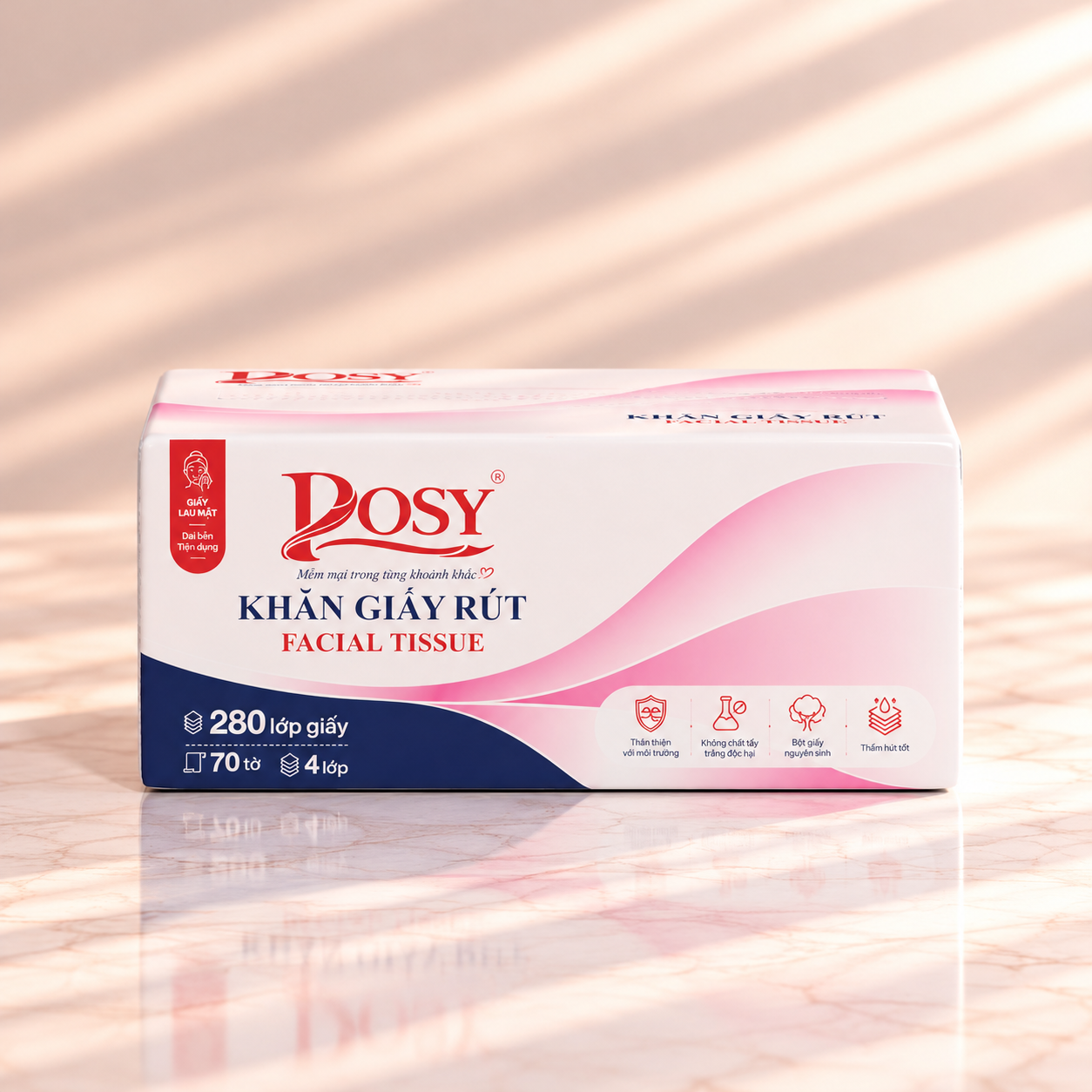 Khăn giấy lau mặt Posy Lotus 300 tờ 3 lớp