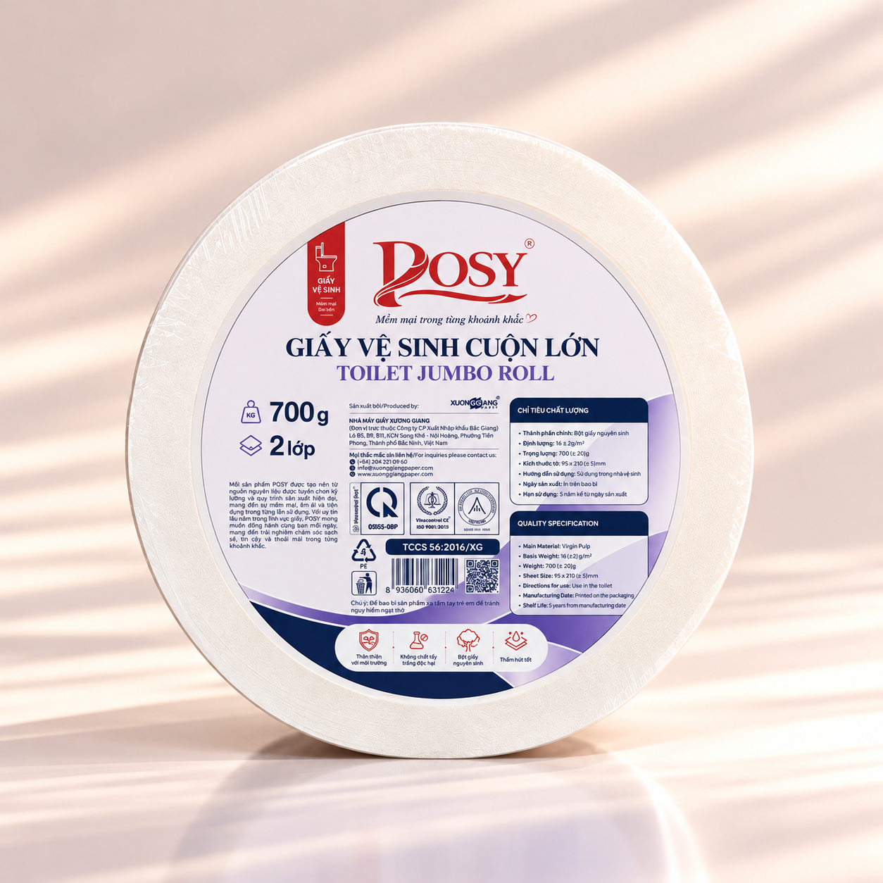 Giấy vệ sinh cuộn lớn 700g 2 lớp